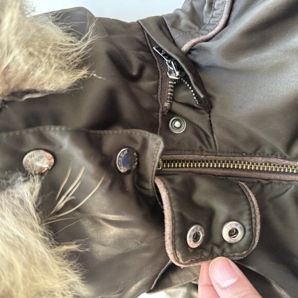 Vtg Andrew Marc Y2K Fur-Trim Parka Utility Jacket Women’s Olive XS - Picture 12 of 12